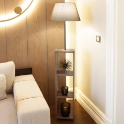 Φωτιστικό δαπέδου Launo υφασμάτινο Pvc/MDF χρώμα μπεζ/καρυδί 38x38x150εκ.