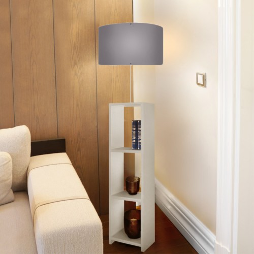 Φωτιστικό δαπέδου Launo υφασμάτινο Pvc/MDF χρώμα λευκό - γκρι 38x38x150εκ.