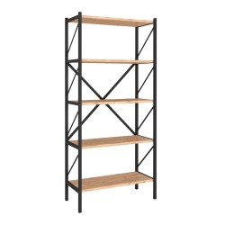 Βιβλιοθήκη Jocasta μεταλλική - μελαμίνης χρώμα pine oak 66x34x160εκ.