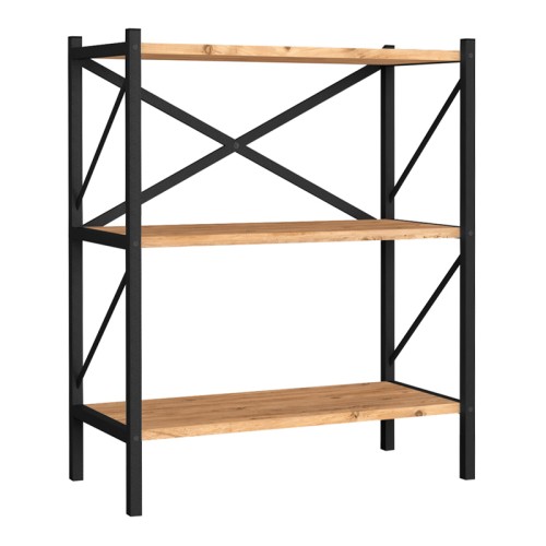 Βιβλιοθήκη Jocasta μεταλλική - μελαμίνης χρώμα pine oak 66x34x85εκ.
