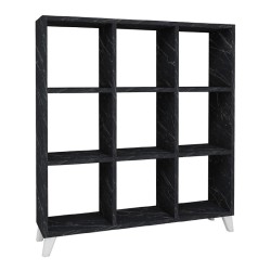 Βιβλιοθήκη Saul χρώμα μαύρο εφέ μαρμάρου 88,2x20x88,2εκ.