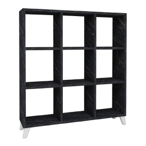 Βιβλιοθήκη Saul χρώμα μαύρο εφέ μαρμάρου 88,2x20x88,2εκ.