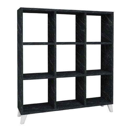 Βιβλιοθήκη Saul χρώμα μαύρο εφέ μαρμάρου 88,2x20x88,2εκ.