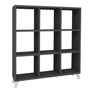 Βιβλιοθήκη Saul χρώμα ανθρακί 88,2x20x88,2εκ.