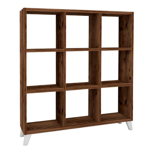 Βιβλιοθήκη Saul χρώμα καπνιστή καρυδιά 88,2x20x88,2εκ.