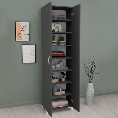 Ντουλάπα - Παπουτσοθήκη Lilly χρώμα ανθρακί 49x32x178εκ.