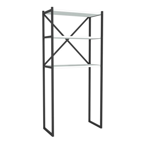 Έπιπλο πλυντηρίου Mindy μεταλλικό - μελαμίνης χρώμα μαύρο - λευκό 66x34x160εκ.