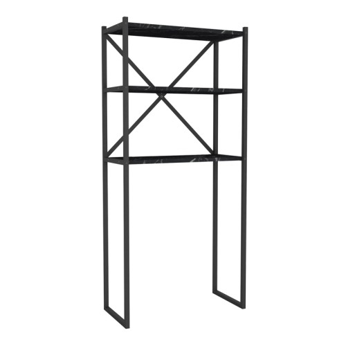 Έπιπλο πλυντηρίου Mindy μεταλλικό - μελαμίνης χρώμα μαύρο εφέ μαρμάρου 66x34x160εκ.