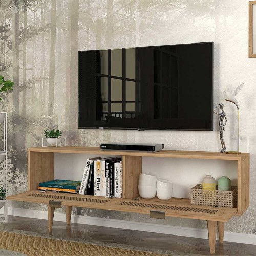 Έπιπλο τηλεόρασης Sirona χρώμα sapphire oak 140x30x55εκ.