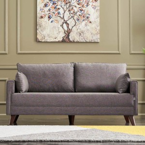 Καναπές Bella διθέσιος υφασμάτινος χρώμα καφέ 177x81x85εκ.