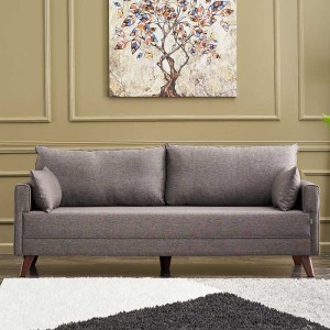 Καναπές Bella τριθέσιος υφασμάτινος χρώμα καφέ 208x81x85εκ.