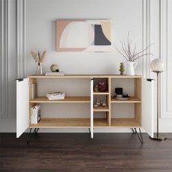 Μπουφές Clara χρώμα sapphire oak - λευκό 142x35,6x83εκ.