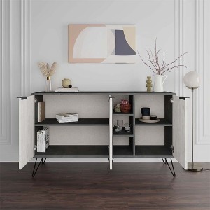 Μπουφές Clara χρώμα γκρι ρετρό - λευκό αντικέ 142x35,6x83εκ.