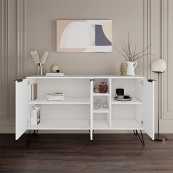 Μπουφές Clara χρώμα λευκό 142x35,6x83εκ.
