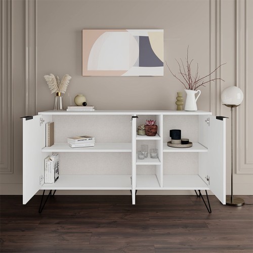 Μπουφές Clara χρώμα λευκό 142x35,6x83εκ.