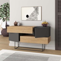 Μπουφές Eros sapphire oak - ανθρακί 145x40x82εκ.