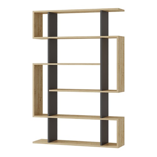 Βιβλιοθήκη Mito χρώμα sapphire oak - ανθρακί 108x25x161εκ.