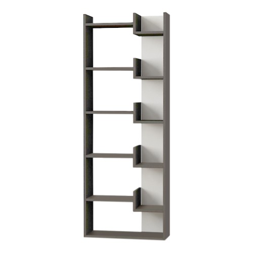 Βιβλιοθήκη Oppa χρώμα ανθρακί - λευκό 60x22x162εκ.
