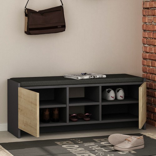 Παπουτσοθήκη Zulla χρώμα ανθρακί - sapphire oak 110x37x43εκ.