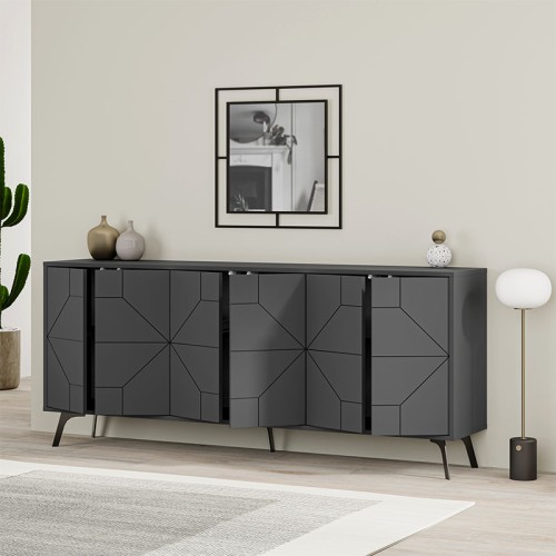 Μπουφές Dune χρώμα ανθρακί 184x35x77,4εκ.