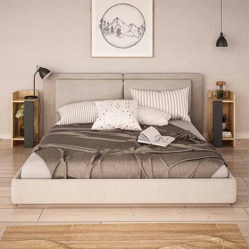 Κομοδίνο Elos σετ 2 τεμαχίων χρώμα sapphire oak - ανθρακί 25x27x60εκ.