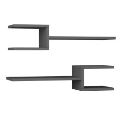Ραφιέρα τοίχου Fork 2 τεμαχίων χρώμα ανθρακί 75x19,5x18εκ.