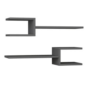 Ραφιέρα τοίχου Fork 2 τεμαχίων χρώμα ανθρακί 75x19,5x18εκ.