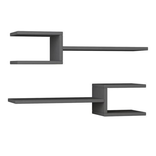 Ραφιέρα τοίχου Fork 2 τεμαχίων χρώμα ανθρακί 75x19,5x18εκ.