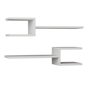 Ραφιέρα τοίχου Fork 2 τεμαχίων χρώμα λευκό 75x19,5x18εκ.