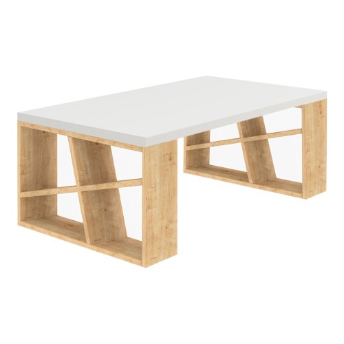 Τραπεζάκι σαλονιού Honey χρώμα sapphire oak - λευκό 105x60x40εκ.
