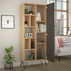 Βιβλιοθήκη Jedda χρώμα sapphire oak - ανθρακί 80,6x29,6x191εκ.