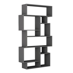 Βιβλιοθήκη Karmato χρώμα ανθρακί 96x25,5x168,5εκ.