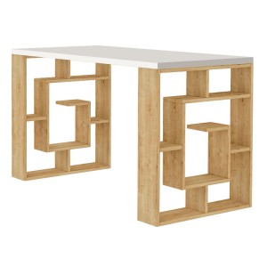 Γραφείο εργασίας Labirent χρώμα sapphire oak - λευκό 140x60x75εκ