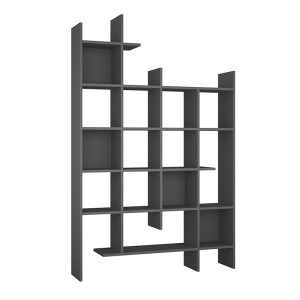 Βιβλιοθήκη Manco χρώμα ανθρακί 122x25,5x188εκ.