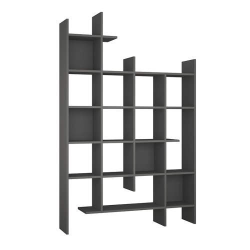 Βιβλιοθήκη Manco χρώμα ανθρακί 122x25,5x188εκ.