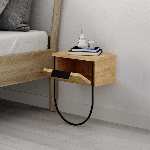 Κομοδίνο επιτοίχιο Norfolk χρώμα sapphire oak 33x25x44εκ.