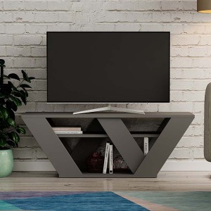 Έπιπλο τηλεόρασης Pipralla χρώμα ανθρακί 110x30x40εκ.