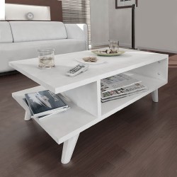 Τραπεζάκι σαλονιού Titus χρώμα λευκό 80x45x30εκ.
