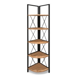 Βιβλιοθήκη γωνιακή Kelsie χρώμα μαύρο - pine oak 33x33x162εκ.