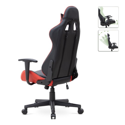 Καρέκλα γραφείου Gaming Alonso από τεχνόδερμα χρώμα κόκκινο - μαύρο 67x70x125/135 εκ.