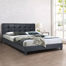 Κρεβάτι Sissy από τεχνόδερμα χρώμα μαύρο 160x200εκ.