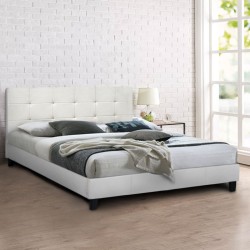 Κρεβάτι Sissy από τεχνόδερμα χρώμα λευκό 160x200εκ.