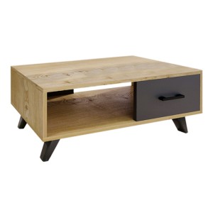 Τραπεζάκι σαλονιού Gilbert χρώμα sapphire oak - ανθρακί 90x45x35εκ.