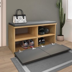 Παπουτσοθήκη Twain 8 ζευγών χρώμα sapphire oak - ανθρακί 80x35x42εκ.