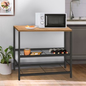 Τραπεζάκι βοηθητικό για φουρνάκι Mulligan μεταλλικό - μελαμίνης χρώμα μαύρο - pine oak 80x40x80εκ.