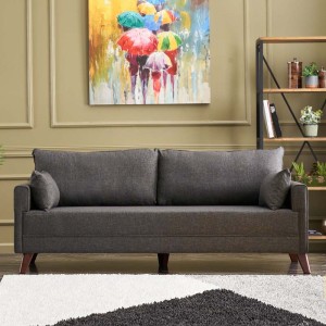 Καναπές Bella τριθέσιος υφασμάτινος χρώμα ανθρακί 208x81x85εκ.