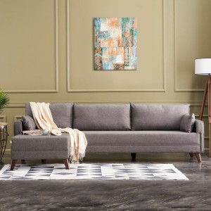 Γωνιακός καναπές Bella αριστερή γωνία υφασμάτινος χρώμα καφέ 275x165x85εκ.