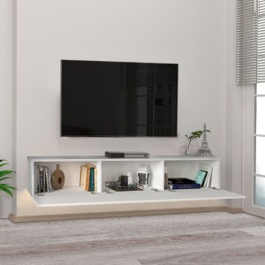 Έπιπλο τηλεόρασης επιτοίχιο Damla με LED χρώμα λευκό 180x29,5x29,5εκ.