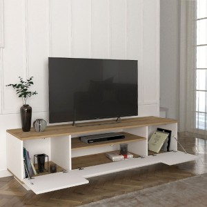 Έπιπλο τηλεόρασης Fedya χρώμα λευκό - sapphire oak 180x45x44,6εκ.