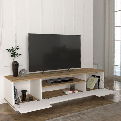 Έπιπλο τηλεόρασης Fedya χρώμα λευκό - sapphire oak 180x45x44,6εκ.